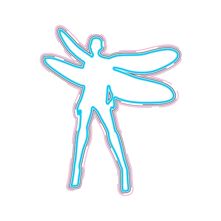 Young woman outline silhouette with wings of dragonflyのイラスト素材