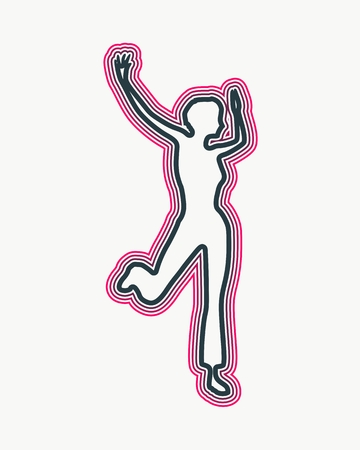 Abstract woman in dancing pose. Outline silhouetteのイラスト素材
