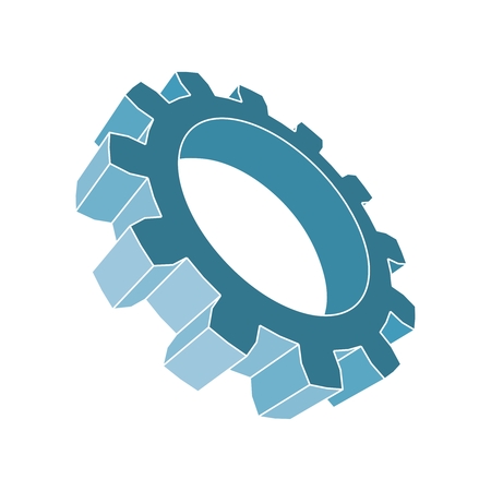 Gear 3D symbol. Minimal abstract logo template. Precision machinery relativeのイラスト素材
