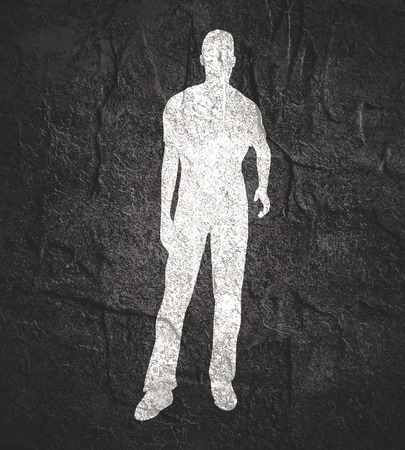 Illustration of young man standing. Monochrome human silhouetteの写真素材