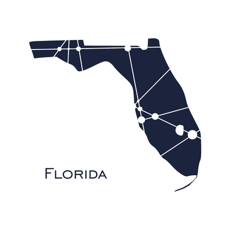 Image relative to USA travel. Florida state map textured by lines and dots patternのイラスト素材
