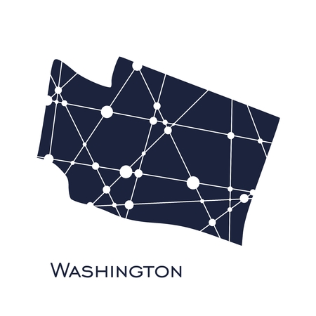 Image relative to USA travel. Washington state map textured by lines and dots patternのイラスト素材