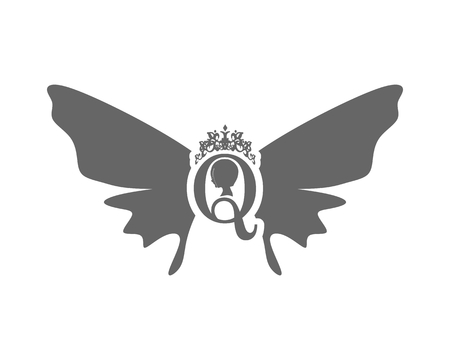 Vintage Queen Silhouette Medieval Queen Profile Elegant Silhouette Of A Female Head Royal Emblem With Q Letter Decorated By Butterfly Wings のイラスト 素材 ストックフォト 写真素材のstock Foto ストックドットフォト