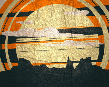 Mountains landscape. Silhouette of the mountain tops.の写真素材