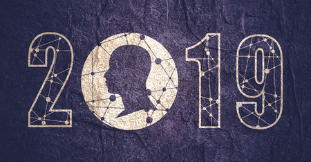 New Year greeting card template. 2019 year number. Brochure or report design template.の写真素材