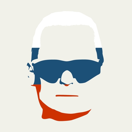 Man avatar front view. Male face silhouette textured by flag of Russia. Portrait with sunglassesのイラスト素材