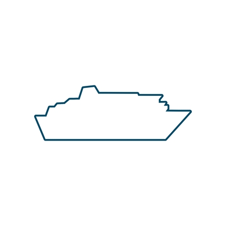 Ferry boat icon in thin line style.のイラスト素材