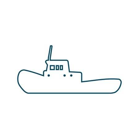 Marine tug icon in thin line style.のイラスト素材