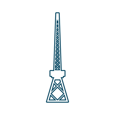 Cargo sea port crane icon in thin line style.のイラスト素材