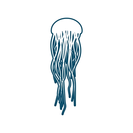 Abstract jelly fish icon in thin line style.のイラスト素材