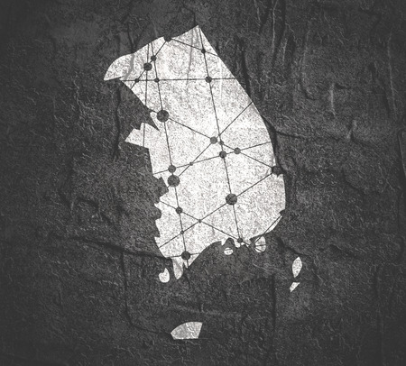 Image relative to South Korea travel. Simple map textured by lines and dots patternの写真素材