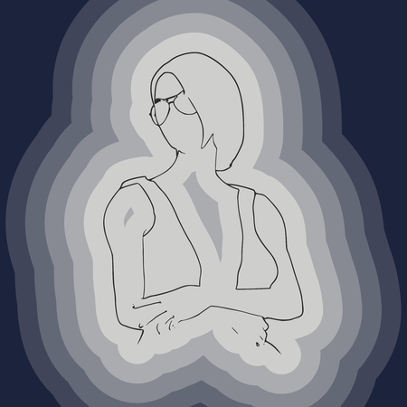 Portrait of beautiful woman in black sunglasses. Short hair.のイラスト素材