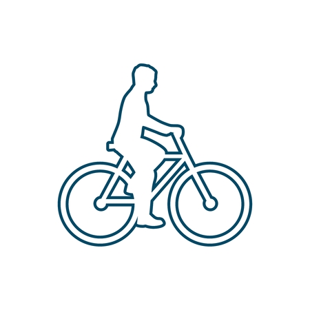 Bicyclist simple silhouette for design and creativity in thin line style.のイラスト素材