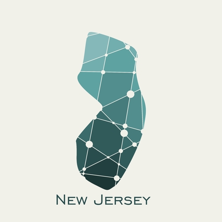 Image relative to USA travel. New Jersey state map textured by lines and dots patternのイラスト素材