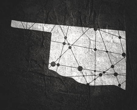Image relative to USA travel. Oklahoma state map textured by lines and dots patternの写真素材