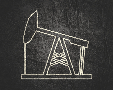 Image relative to oil mining industry. Oil pump icon in thin line style.の写真素材