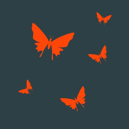 Simple silhouettes of the beautiful red butterflies.のイラスト素材