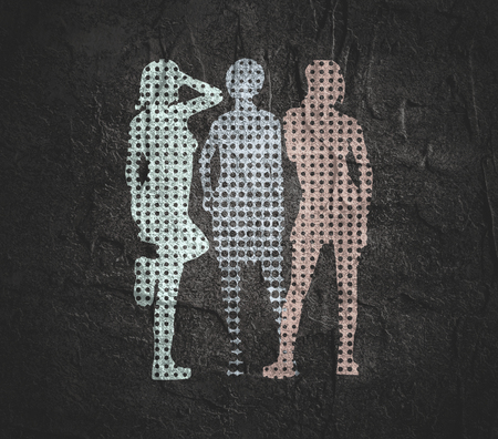 Fashion women silhouettes. Various pose and cloth. Halftone textureの写真素材