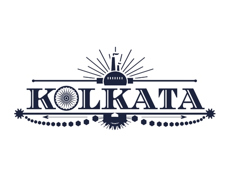 Image relative to India industry. Kolkata city name with flag element. Urban industrial conceptのイラスト素材