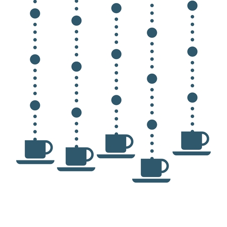 Cup of coffee or tea symbol. Coffee or tea sign hanging on a drop line.のイラスト素材