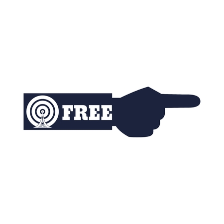 Wi Fi Network Symbol . Mobile gadgets technology relative vector image. Hand pointing to wireless zoneのイラスト素材