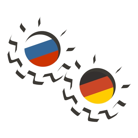 Partnership concept. Russia and Germany association. Gears textured by flagのイラスト素材