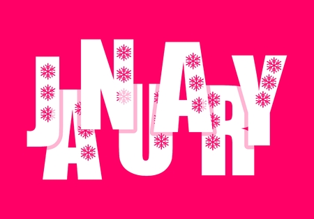 January sign with snowflakes. Typographic concept of winter month nameのイラスト素材