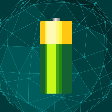 Illustration of cylinder battery. Molecule And Communication Background. Connected lines with dots.のイラスト素材