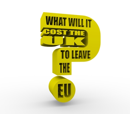 United Kingdom exit from European Union relative image. Brexit named politic process. What will cost the uk to leave the EU question, 3D renderingの写真素材