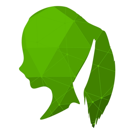 Portrait of a young woman. Polygonal mosaic silhouette of the human faceのイラスト素材
