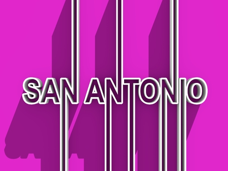 San Antonio city name in geometry style design. Creative vintage typography poster concept. 3D...