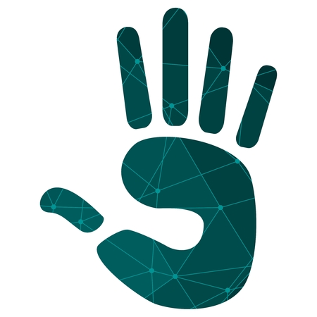 Five fingers icon. Trendy five fingers emblem concept. Suitable for use on web apps, mobile apps. Textured by connected lines with dots..のイラスト素材