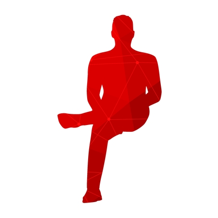 An illustration of man in sitting pose on chair. Textured by lines and dots patternのイラスト素材