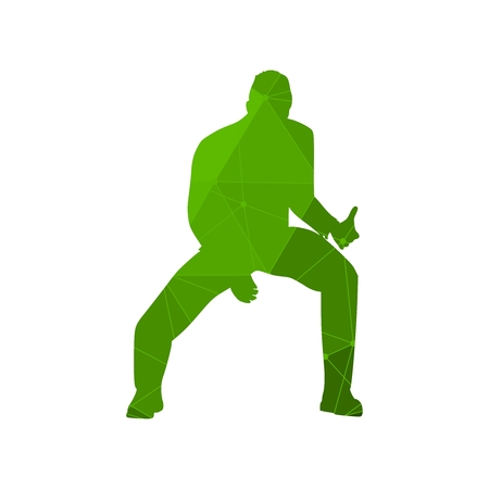 Guitar player silhouette. Young businessman playing the guitar. Textured by lines and dots patternのイラスト素材