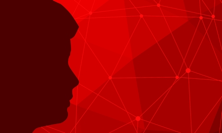 Silhouette of a man head. Mental health relative brochure, report or flyer design template. Scientific medical designs.のイラスト素材