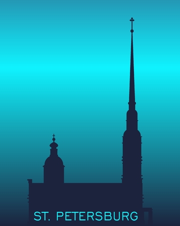 Peter and Paul fortress in Saint Petersburg, Russia. Simple silhouetteのイラスト素材