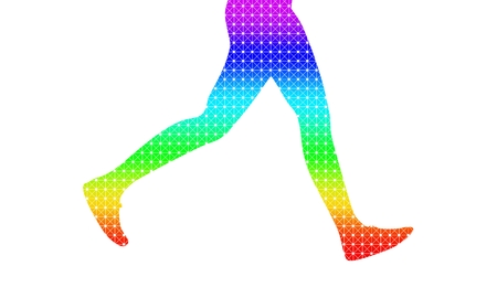Sporty woman legs silhouette textured by lines and dots pattern. Running woman. Side viewのイラスト素材