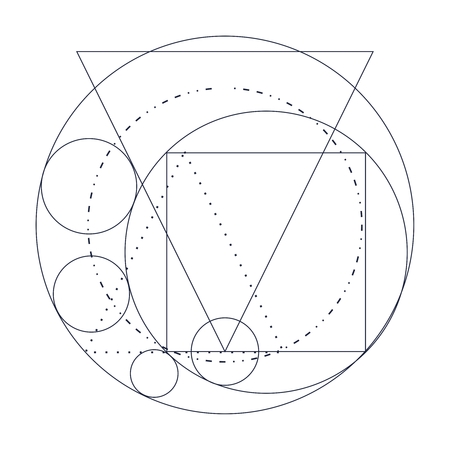 Mystical geometry symbol. Linear alchemy, occult, philosophical sign. For music album cover, poster, sacramental design. Astrology and religion concept.の写真素材