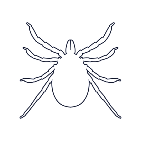 Insect silhouette. Tick parasite. Sketch of Tick. Mite outline icon. Tick isolated on white background. Tick Design for coloring book