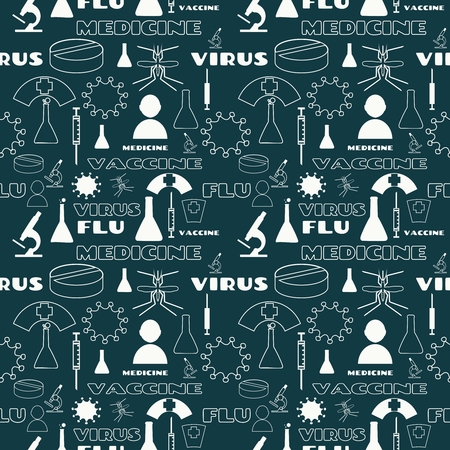 Collection of Outline Icons. Medical flat set with hospital treatment. Seamless background.のイラスト素材