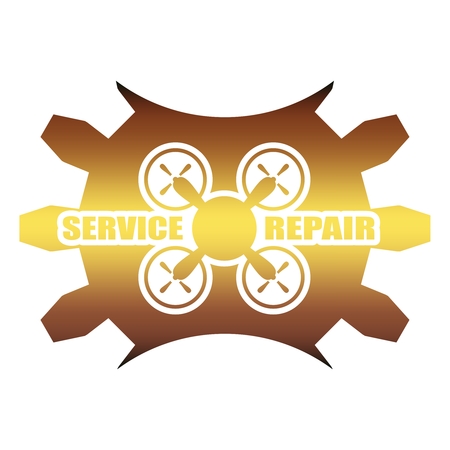 Drone icon. Qoadrocopter emblem. Flying club or repair serviceのイラスト素材