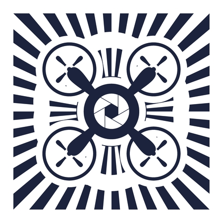 Drone icon. Qoadrocopter emblem. Flying club or repair serviceの写真素材
