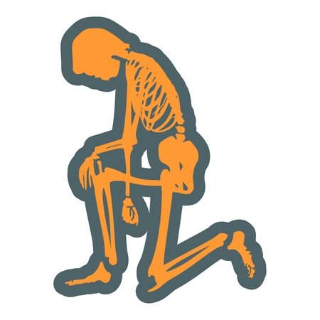 Human skeleton posing. Halloween party design templateのイラスト素材
