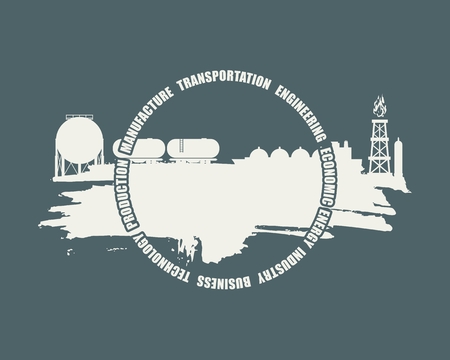 Energy and Power icons set and grunge brush stroke. Design concept of natural gas industry.のイラスト素材