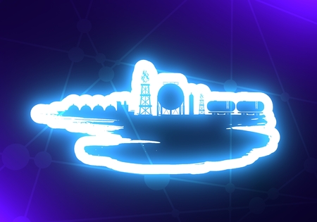 Energy and Power icons set and grunge brush stroke. Design concept of natural gas industry 3D rendering.の写真素材