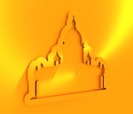 Silhouette of the Saint Isaac Cathedral in Saint Petersburg Russia. Modern minimalist icon. 3D rendering.の写真素材