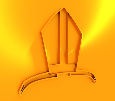 Bishop mitre with shamrok. Catholic hat outline icon. 3D renderingの写真素材