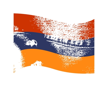 Armenia flag waved design concept. Flags collection textured in grunge style. Image relative to travel and politic themes. Rough jeans textureのイラスト素材