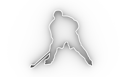 Professional hockey player cutout silhouette. 3D renderingの写真素材