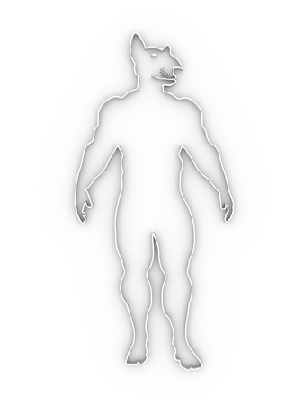 Bull terrier portrait with man bodyの写真素材